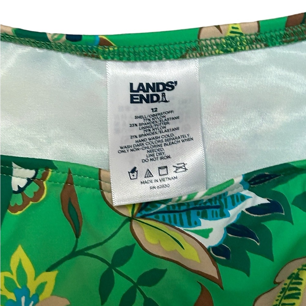 Lands End Size 12 Green Floral Tankini Bathing Top - Picture 3 of 4